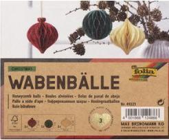 Immagine prodotto Folia Palline a nido d'ape natalizie, set di 3 palline