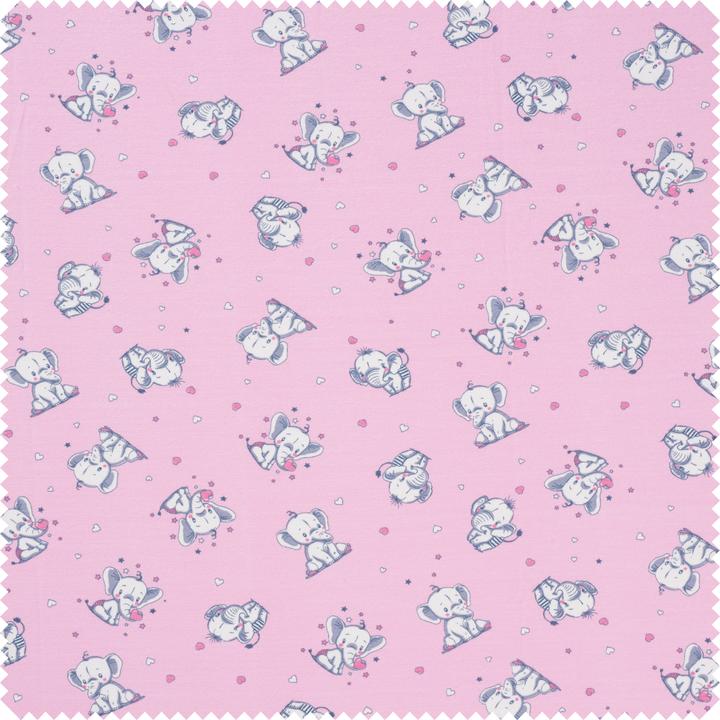 Produktbild VBS Jersey-Stoff "Kleine Elefanten", rosa, 150 cm breit, Meterware