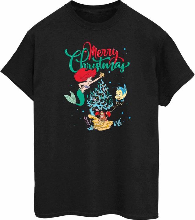 Actual product image Disney Womens/Ladies Princess Ariel Merry Christmas Cotton Boyfriend T-Shirt (XXL)