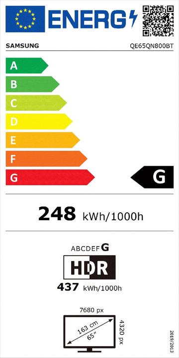 Energie-Label Samsung QE65QN800BT (65", QN800B, NeoQLED, 8K, 2022)