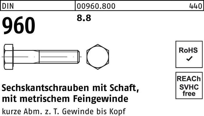 Image du produit Vis à tête hexagonale DIN 960 avec tige M 30 x2 x100 8.8 (10 Vis par pièce)