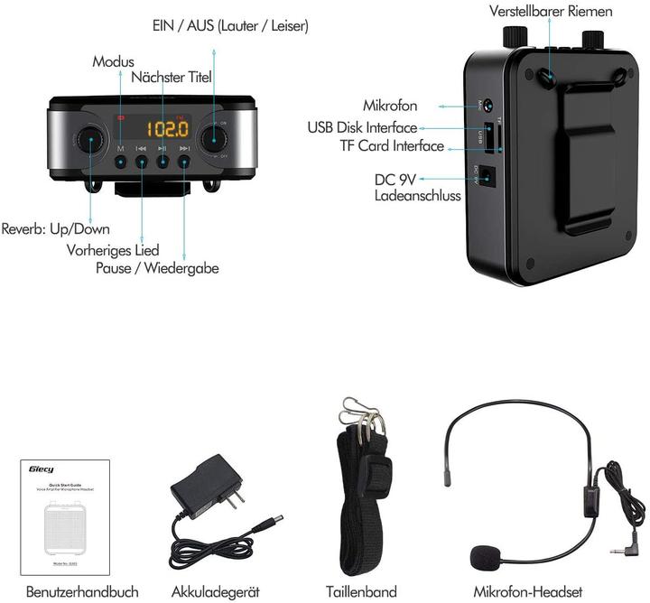Immagine prodotto Giecy Amplificatore vocale, portatile, 30W