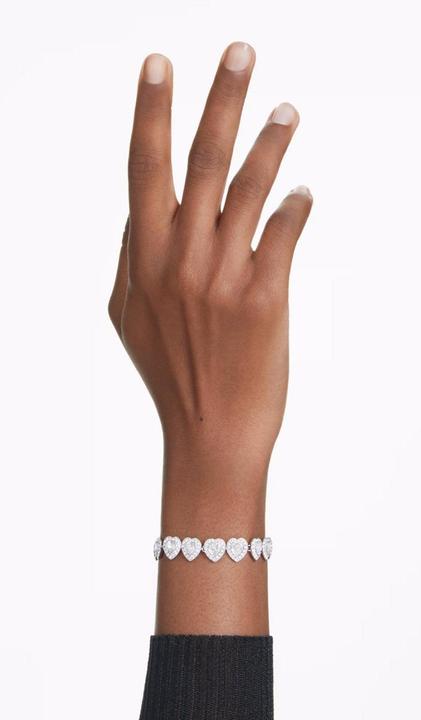 Immagine prodotto Swarovski x Ariana Grande Tennis Armband Verschiedene Schliffe Herz Weiss Rhodiniert (22 cm, Metallo Swarovski)