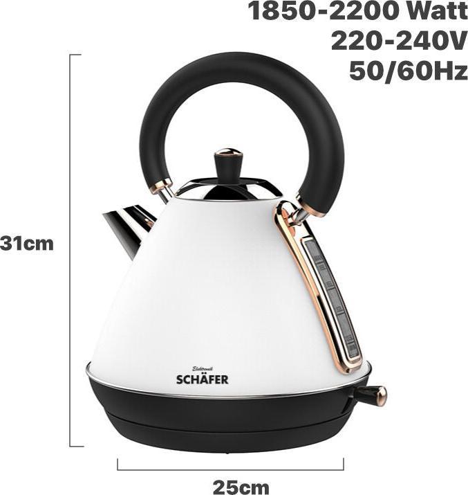 Produktbild Schäfer IT-Systems Wasserkocher Wasserkessel Retro Wasserkocher Wasserschnellkocher (1.70 l)