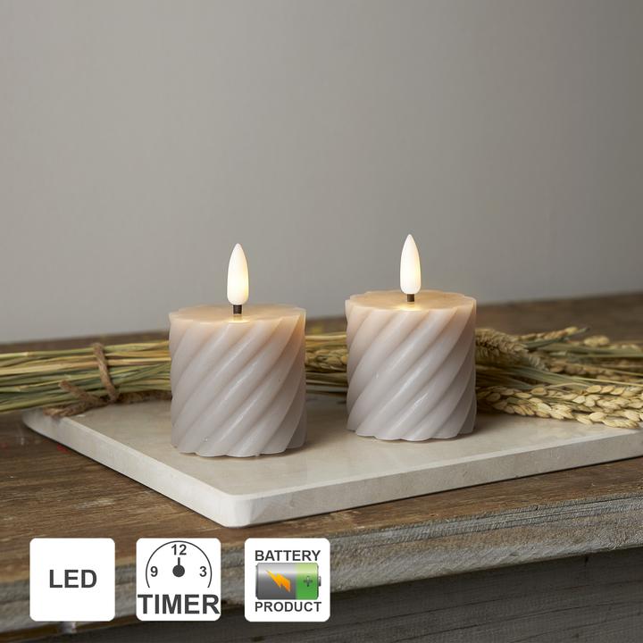 Produktbild Star Trading LED Kerzen mit Timerfunktion | Stumpenkerzen Grau | LED Kerze mit Timer | Stumpenkerzen (1 x)