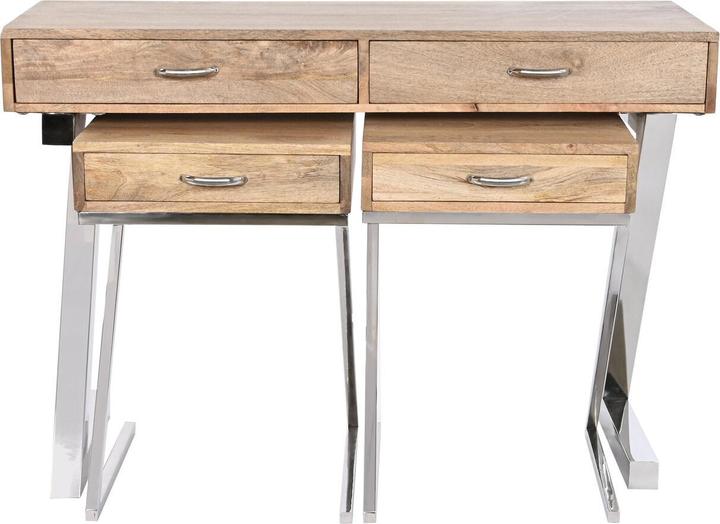 Actual product image Esprit Set of furniture Home Brown Silver Steel Mango wood 110 x 40 x 76 cm (3 Pieces) (110 x 40 x 76 cm)