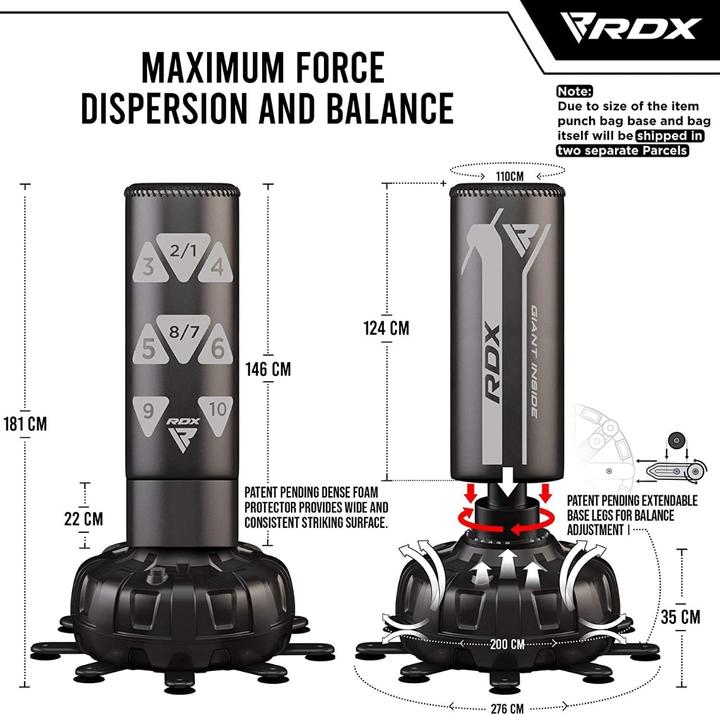 Produktbild Rdx Freistehender Boxsack Ziel + Boxhandschuhe (180 cm)