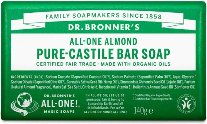 Produktbild Dr. Bronner's Dr Bronner's Almond Pure Castile Bar Soap 140g (Hartseife)