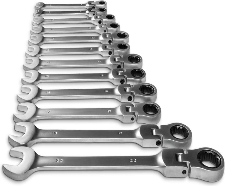 Actual product image tectake Ratchet wrench set (8 mm, 9 mm, 10 mm, 11 mm, 12 mm, 13 mm, 14 mm, 15 mm, 16 mm, 17 mm, 19 mm, 22 mm)
