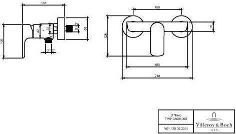 Produktbild Villeroy & Boch V&B Einhand-Brausebatterie O.NOVO Wandmontage, 218x126x131mm chrom