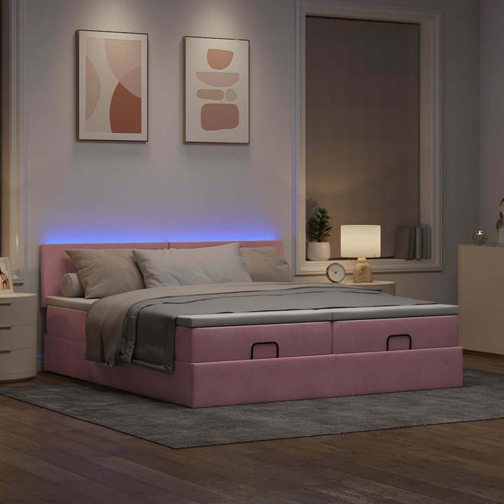 Produktbild VidaXL Ottoman-Bett mit Matratzen Rosa 200x200 cm Samt (200 x 200 cm)