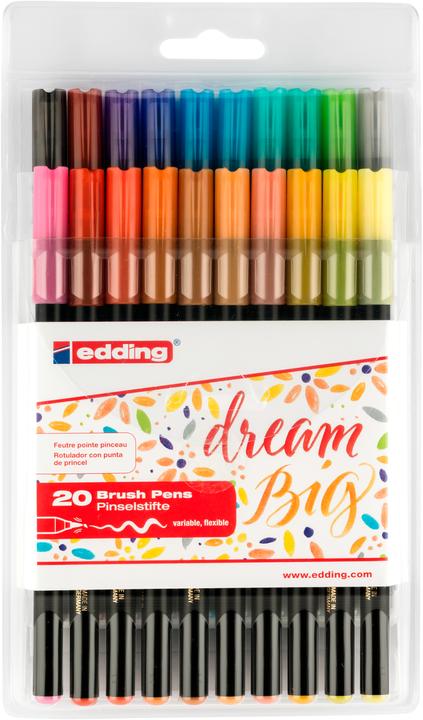 Image du produit Edding Pisak avec E-1340 pointe de pinceau, 1-3 mm, 20 pcs, mélange de couleurs (Multi, 20 x)