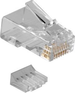 Productafbeelding RJ45 (8P/8C) CAT5E modulaire connector voor ronde kabel met massieve of staande geleiders. Eenheid: (Stekker netwerkkabel)