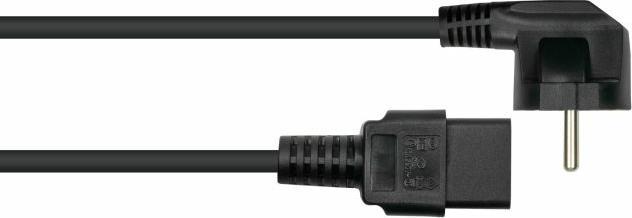 Produktbild Kabelmeister Netzkabel Schutzkontakt-Stecker Typ E+F (90° gew.) an Kaltgeräte-Buchse C19, schwarz (1 m)