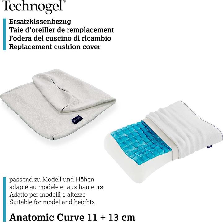 Actual product image Technogel Ersatzhülle Kissen Anatomic Curve (Pillowcase, 66 x 40 x 11/13 cm)