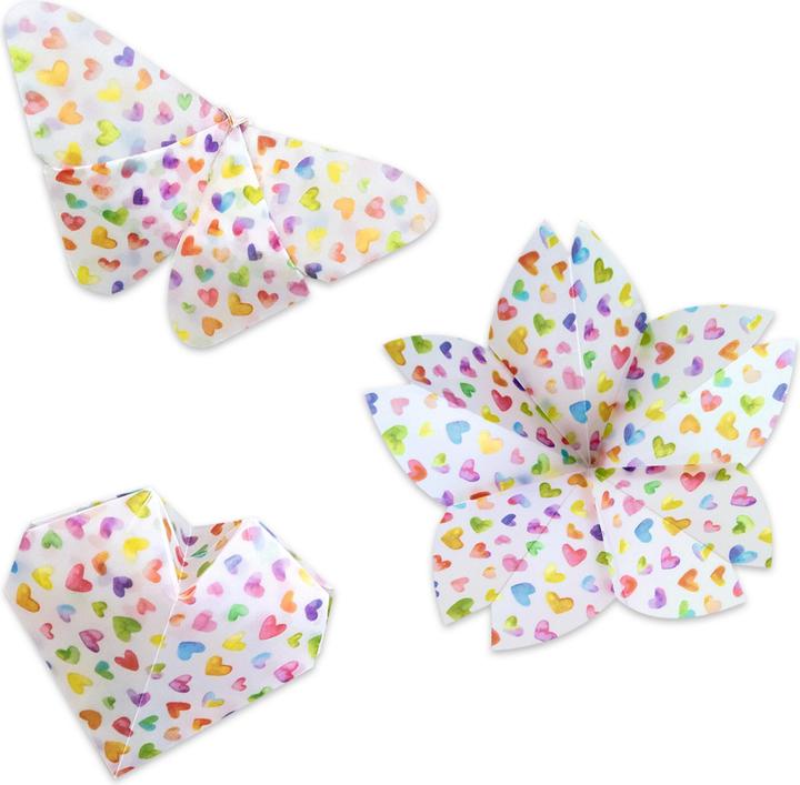 Image du produit Ursus Dépliants en papier transparent "Coeurs multicolores", env. 15 x 15 cm (115 g/m², 50 x)