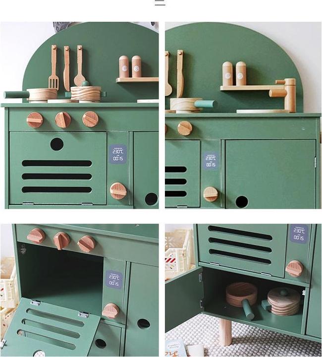 Actual product image Nelaroom Retro wooden kitchen with accessories
