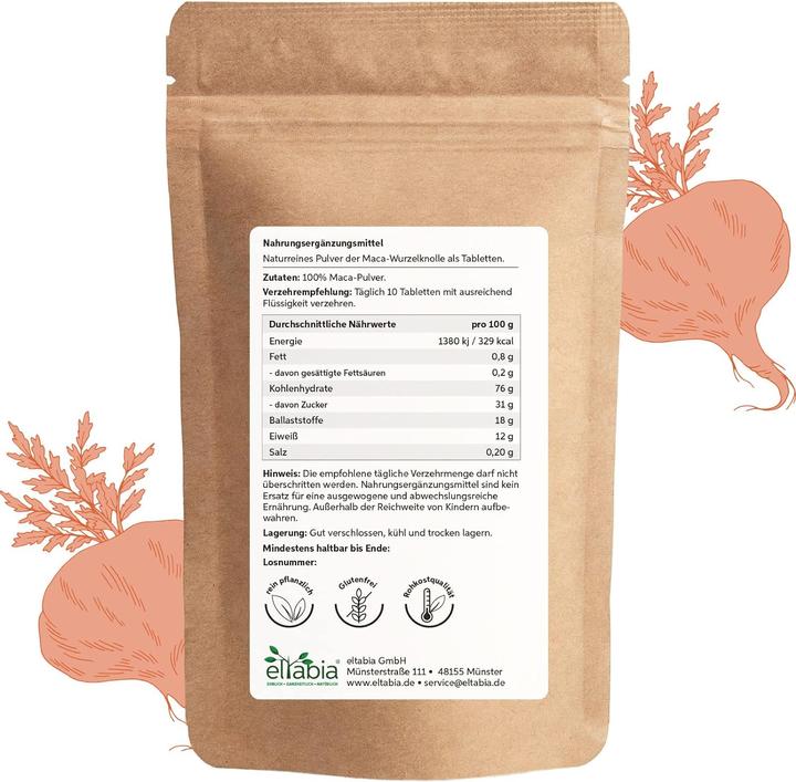 Image du produit Eltabia Maca en comprimés du Pérou | Qualité crudité premium (400 pièce(s), Cachets)