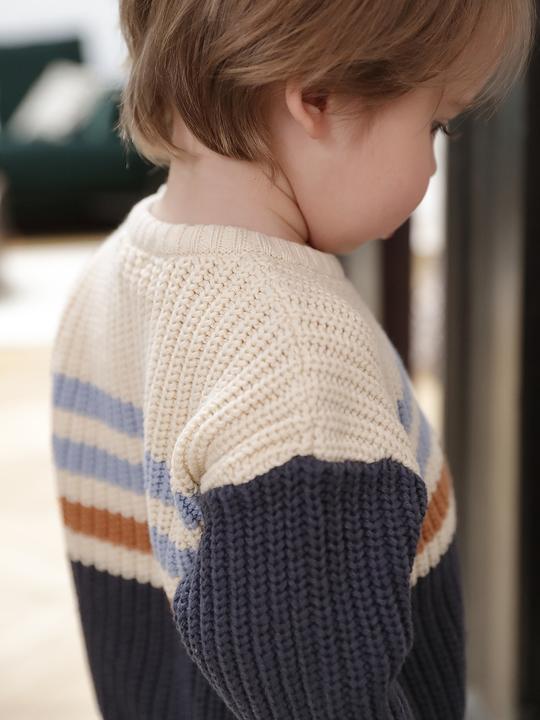 Actual product image Vertbaudet Gestreifter Jungen Baby Pullover mit Knöpfen Oeko-Tex (62)