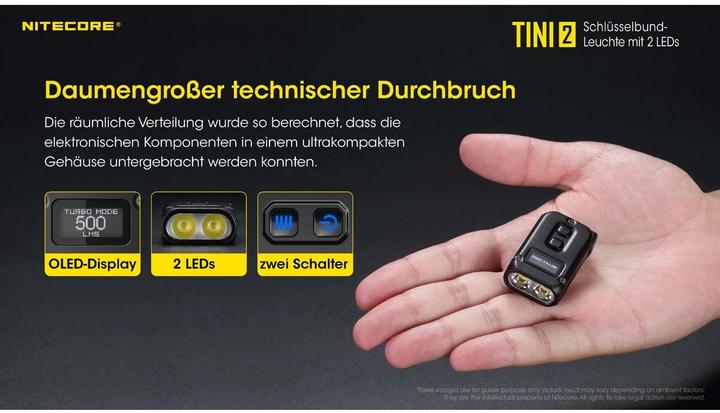 Actual product image Nitecore TINI 2 - 500 lumen, black (4.70 cm, 500 lm)