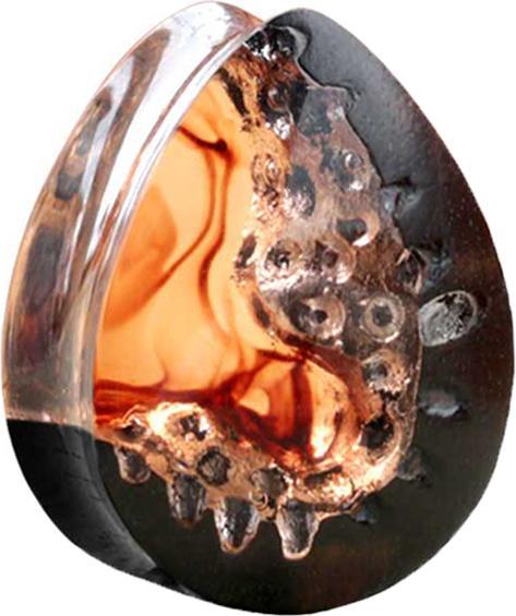 Produktbild Star Piercing Flared Plug Tropfen Flammen Epoxy orange aus Ebenholz (ohne Messing, Organisch)