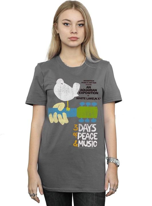 Actual product image Woodstock Womens/Ladies Festival Poster Cotton Boyfriend T-Shirt (XL)