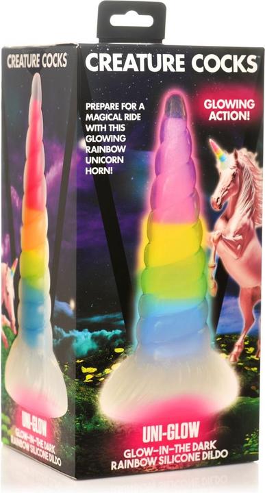 Produktbild Creature Cocks XR Brands Leuchtender Regenbogen Silikon Dildo