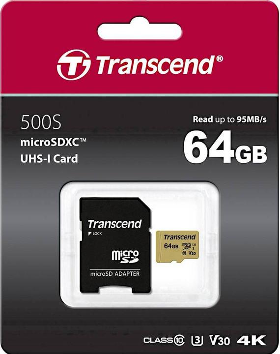 Actual product image Transcend 64GB UHS-I U3 SD CARD (64 GB, microSDXC, U3, UHS-I)