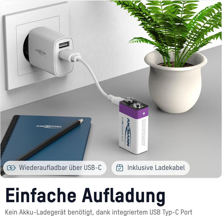 Immagine prodotto Ansmann Premium ricaricabile (1 pz., 9V Block, 400 mAh)