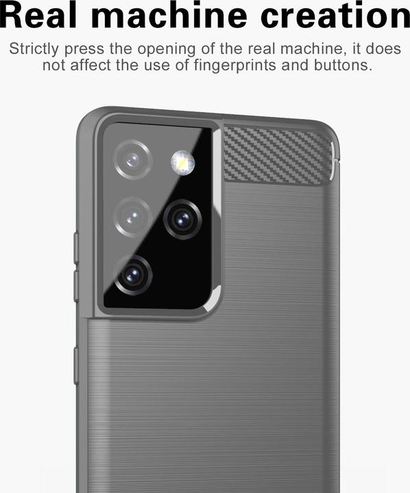 Image du produit Cadorabo TPU Ultra Slim carbon edelstahl Combi Cover (Samsung Galaxy S21 Ultra)