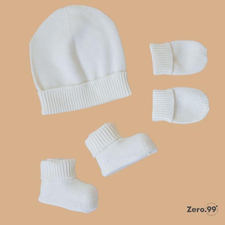Actual product image Zero.99 Baby Set 3-in-1 Knitted: Hat, Mittens & Booties (50, 56, 62)
