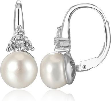 Image du produit Beneto Boucles d'oreilles de luxe en argent avec perle d'eau douce AGUC2251P - Diamètre : 0.6 cm (L)