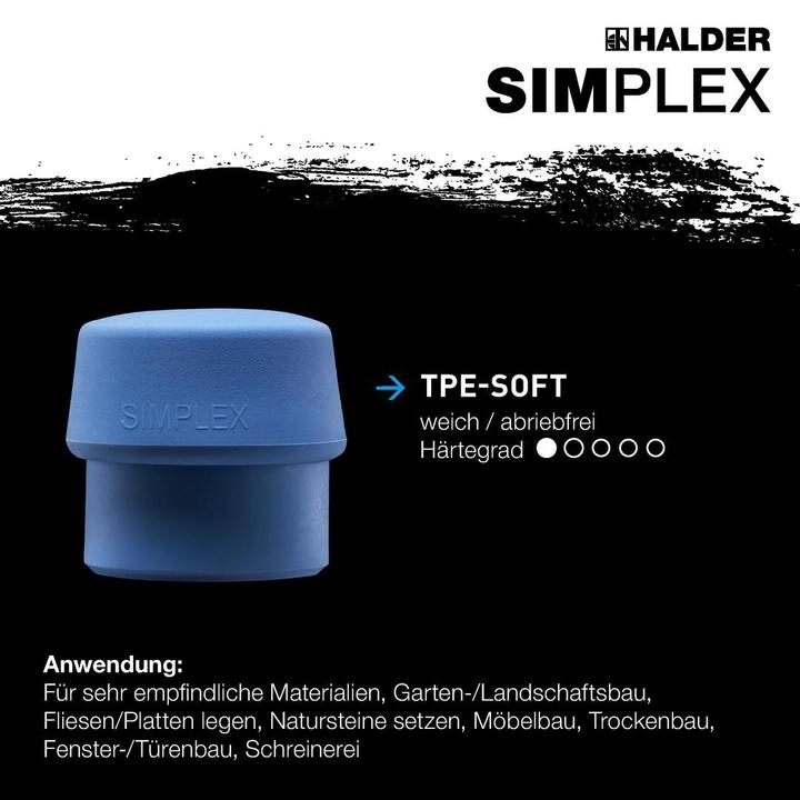 Immagine prodotto Halder Martello con rivestimento morbido 850 60mm TPE-soft/TPE-mid AL alloggiamento Simplex (850 g)