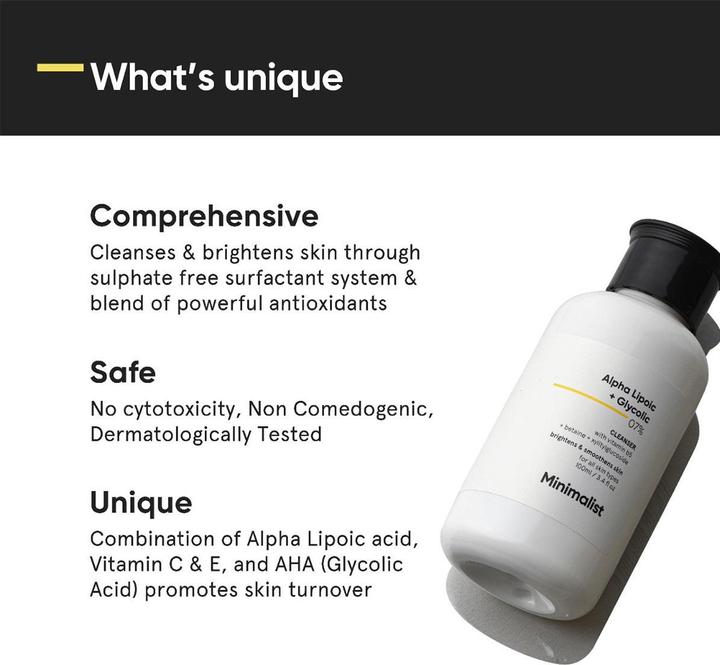 Image du produit Minimalist Alpha Lipoic + Glycolic 07% Cleanser (Gel, 100 ml)