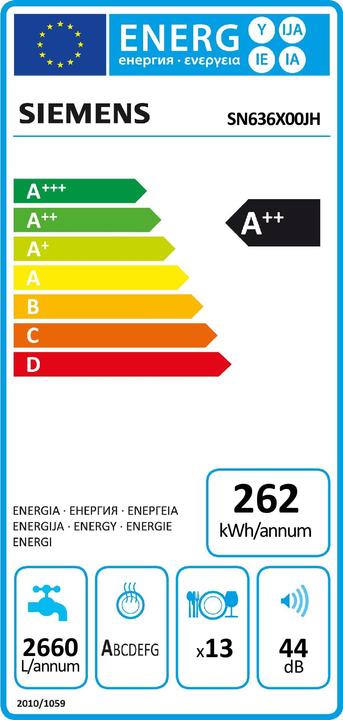 Label énergétique Siemens Lave-vaisselle encastrable SN636X00JH A++