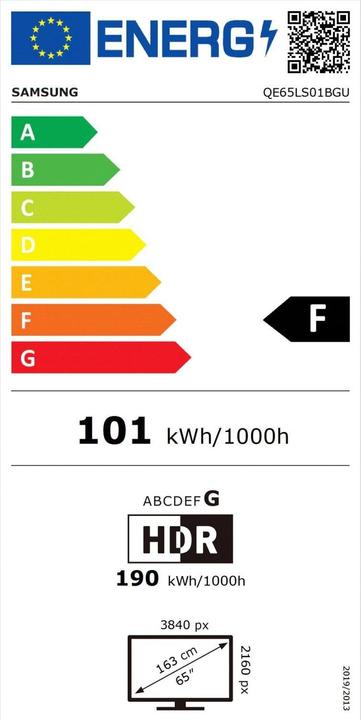 Etichetta energetica Samsung The Serif QE65LS01B (65", LS01B, QLED, 2023)