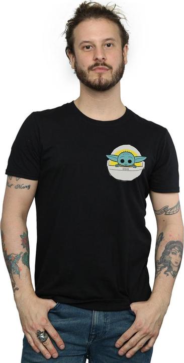 Actual product image Star Wars Mens The Mandalorian The Child Basket Breast Print T-Shirt (4XL)