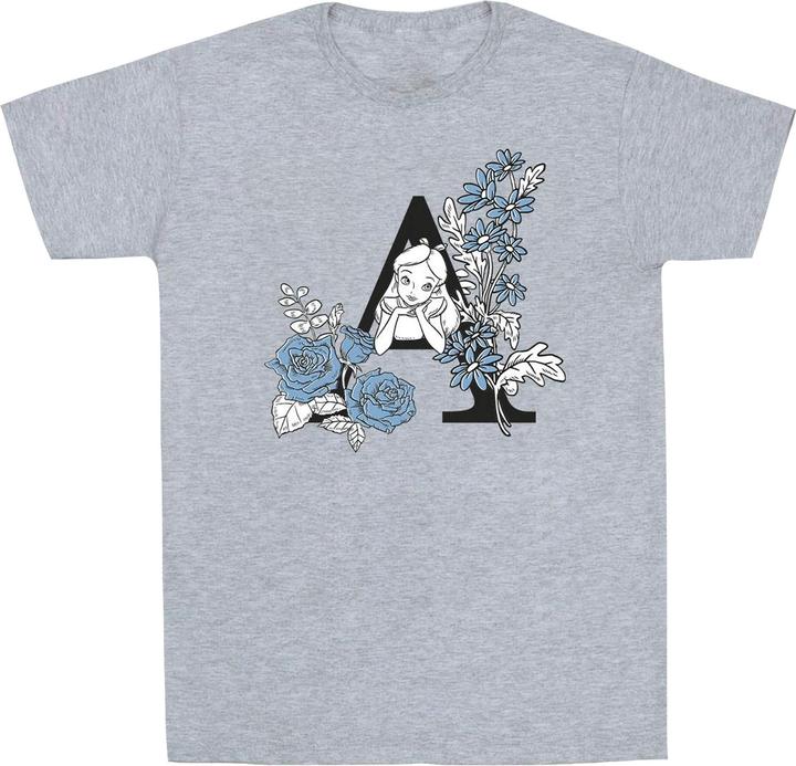 Disney Mädchen Alice im Wunderland Buchstabe A TShirt aus Baumwolle