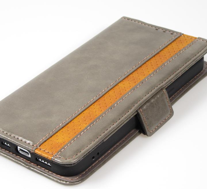 Actual product image PhoneLook Etui cuir Flip Wallet en cuir véritable avec stripe design et compartiment à cartes (Apple iPhone 13 Pro Max)
