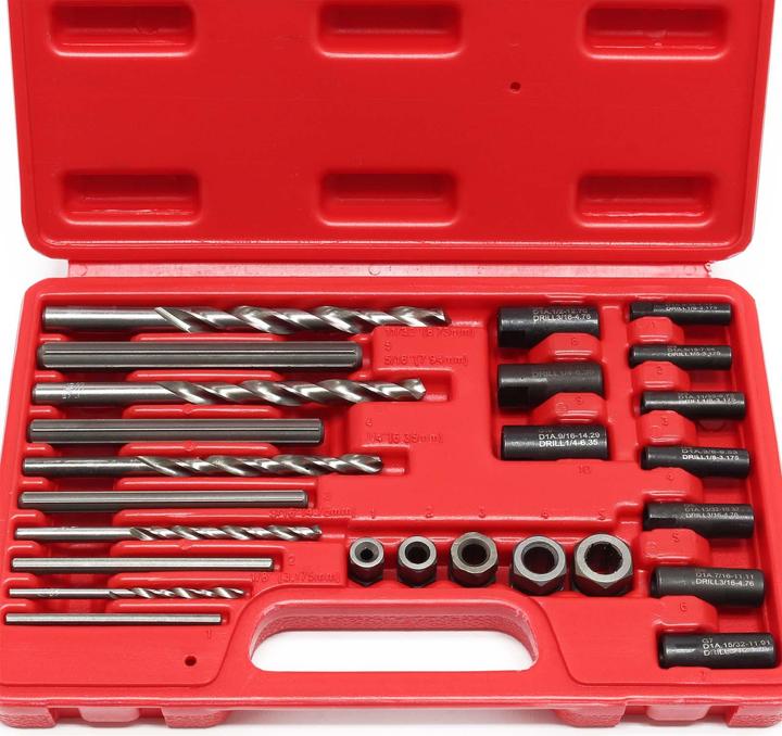 Actual product image Wiltec Screw Extractor Drill and Guide Set Broken Screws Bolts Fasteners Remover 25pcs