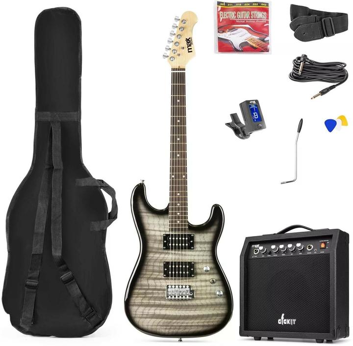Actual product image Max Electric Guitar GigKit Quilted Style Black (Electric guitar, Wood)