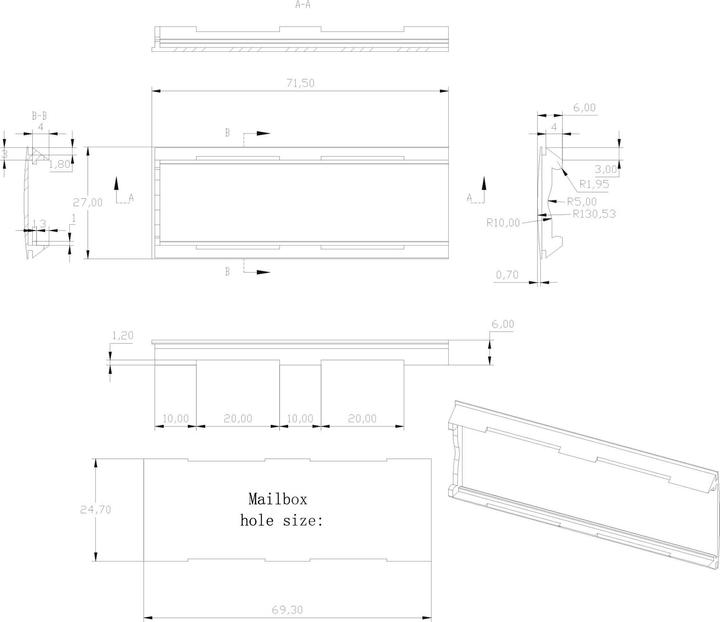 Immagine prodotto Wiltec Targhetta di copertura cassetta delle lettere 60x23mm ricambio cartello cassetta postale
