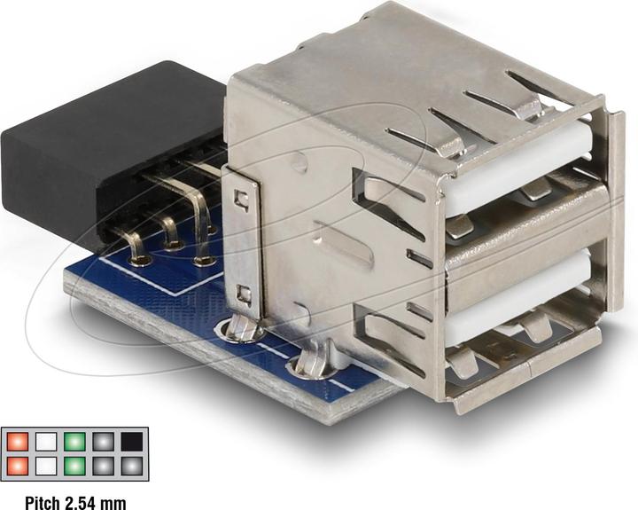 Produktbild Delock USB Pin Header Buchse > 2 x USB 2.0 Buchse - oben (USB 2.0)