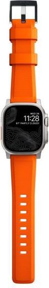 Actual product image Nomad Rugged Strap -ranneke, Apple Watch 49 / 45 / 44 /, oranssi / hopea (45 mm, 44 mm, 42 mm, 49 mm, Tyres)