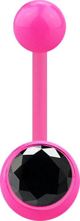 Actual product image Star Piercing Banana pink with ball and ball crystal black (Acrylic, without brass)