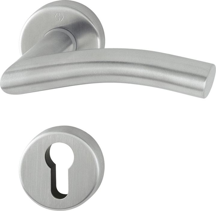 Actual product image Hoppe Lever handle set ANTWERPEN - on rose PZ, 37 - 42, satin stainless steel (Door set)
