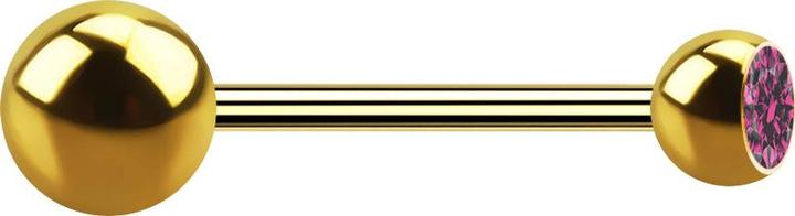 Actual product image Star Piercing Micro barbell gold-plated with ball and ball crystal pink (without brass, Surgical steel 316L)