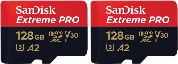 Actual product image SanDisk Extreme PRO UHS-I V30 (128 GB, microSDXC, U3, UHS-I)