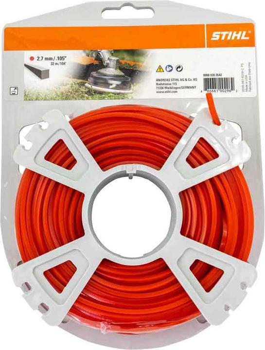 Immagine prodotto Stihl 9302642 Filo per falciatura quadrato 2,7 mm x 32 m, arancione (Lenza per tagliabordi + rocchetto di lenza)