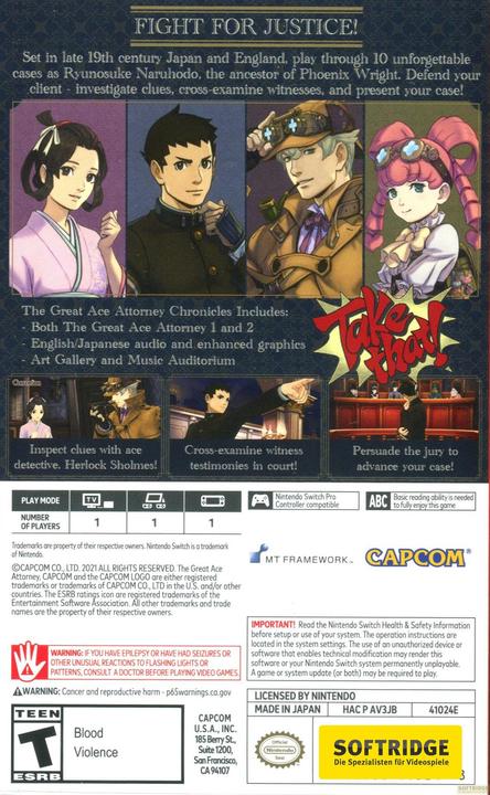 Produktbild Capcom The Great Ace Attorney Chronicles -US- (Switch, Switch Lite, Switch OLED, EN)